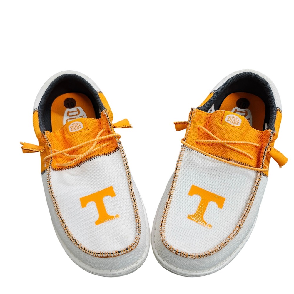TENNESSEE MENS 10 WHITE NCAA WALLY TRI TENNESSEE HEY DUDE EUC